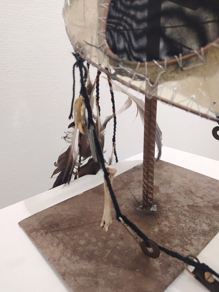 "Pigeon mask", mixed media, 2023