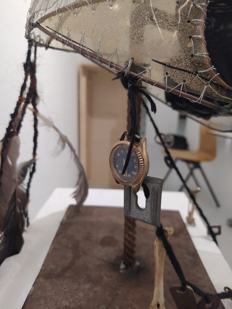 "Pigeon mask", mixed media, 2023