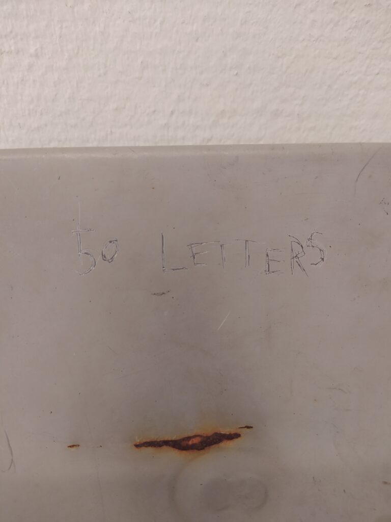 "50 letters", mixed media, 2023