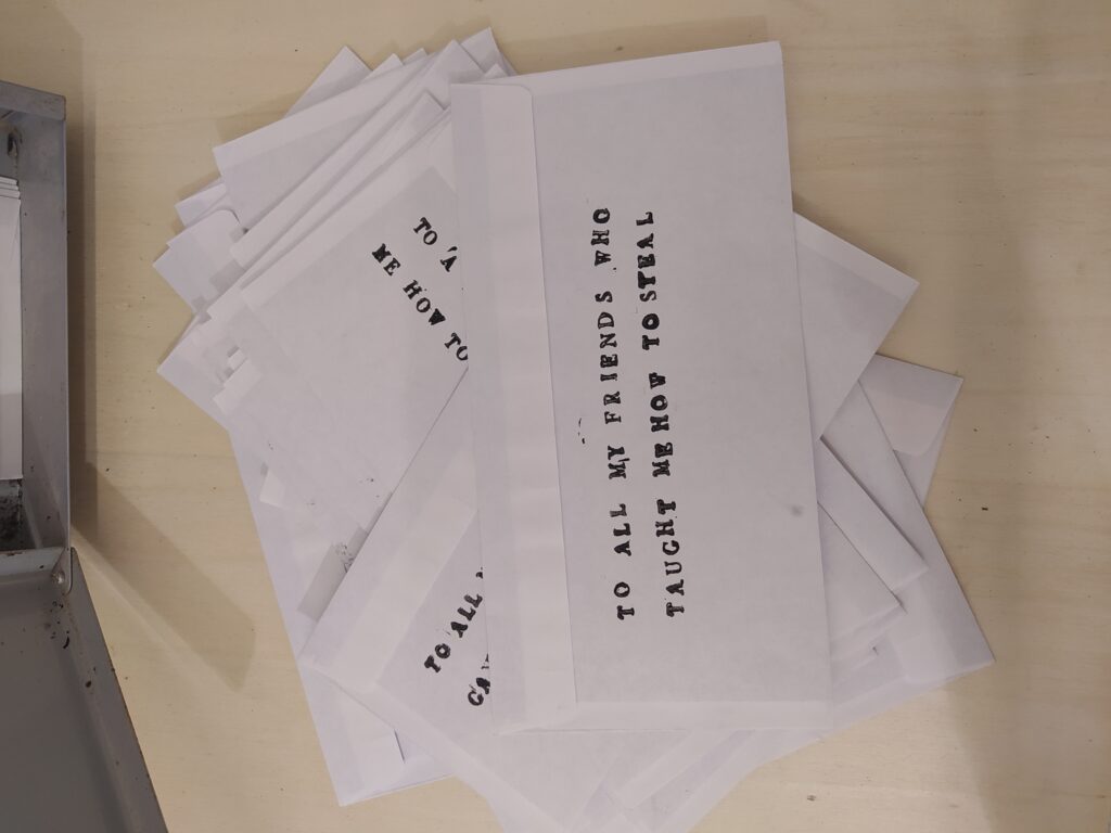 "50 letters", mixed media, 2023