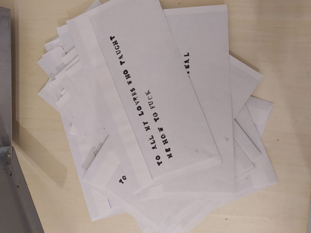 "50 letters", mixed media, 2023
